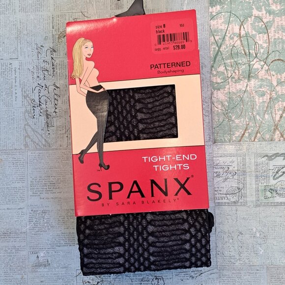 SPANX Black Tight End Tights Patterned Size B - Picture 1 of 3